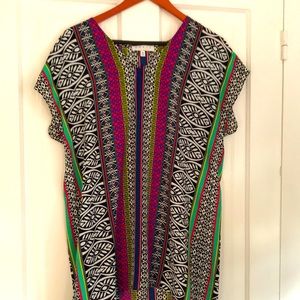 Chaus Multi Colored V Neck Blouse